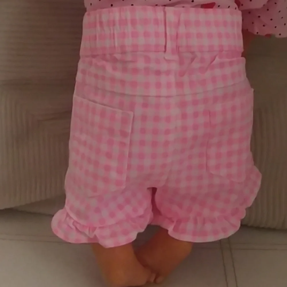 Pink Leopard Gingham Bundle 3-6M Heart Drama Queen Onesie Ruffle Pants Shorts - Picture 7 of 15